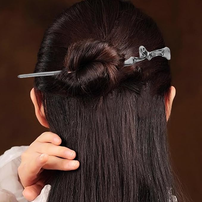 Lurrose Metal Hair Sticks for Women 2Pcs Chinese Hairpins Vintage Hair Jewelry Accessories for Buns and Styling 6.69In Durable Chopsticks with Geometric Design