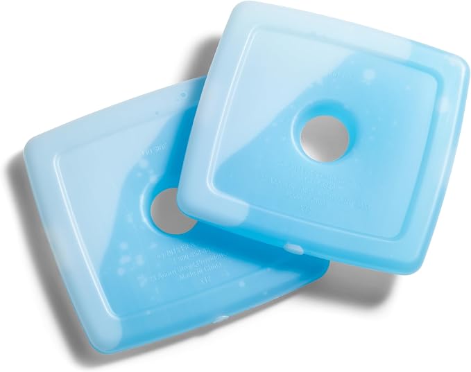 Cool Coolers by Fit + Fresh, 4 Pack Slim Ice Packs, Space Saving Reusable Ice Packs for Lunch Boxes or Coolers