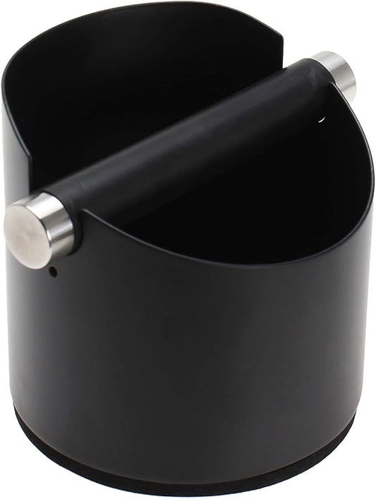 DIBTSA Espresso Knock Box, Stainless Steel Coffee Grounds Knock Box, With Removable Knock Bar and Non-Slip Rubber Base (Black)