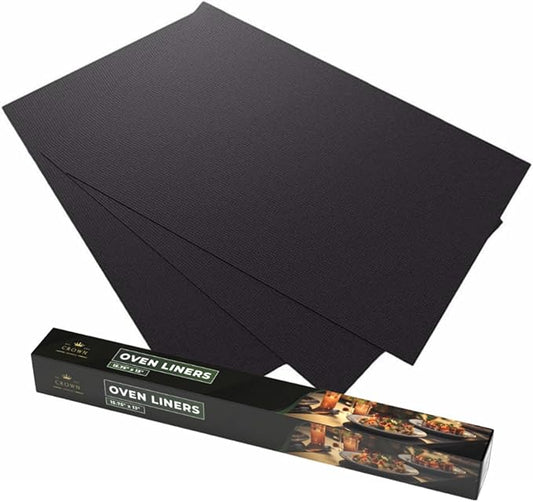 Crown Oven Liners for Bottom of Oven - 3 Pack Silicone BPA & PFOA Free Heavy Duty Heat Resistant Teflon Sheets for Electric, Grills, Baking and Gas Stove Burner