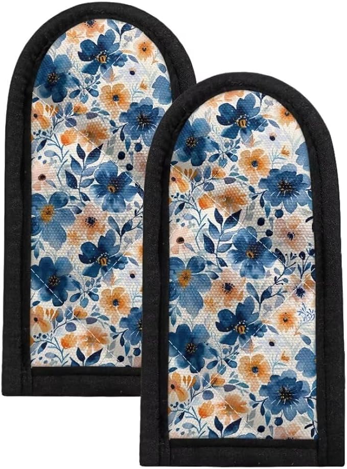 Coldinair 2PCs Watercolor Floral Hot Handle Covers Heat Resistant Cast Iron Skillet Holders,Pan Handle Sleeves Protector for Kitchen Cooking Baking