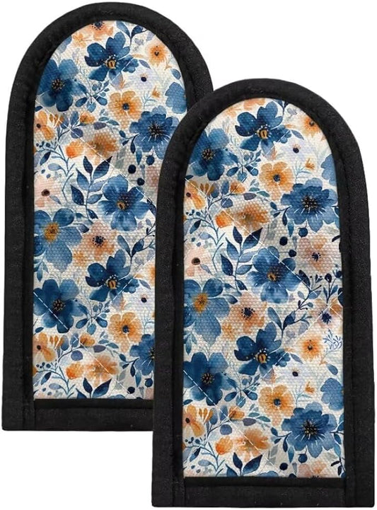 Coldinair 2PCs Watercolor Floral Hot Handle Covers Heat Resistant Cast Iron Skillet Holders,Pan Handle Sleeves Protector for Kitchen Cooking Baking