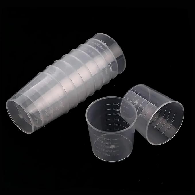 100 Pcs 30ml/1.02oz Plastic Measuring Cup Transparent Clear liquid Mixing Medicine Cups Labs Graduated Baking Beaker Measure Jugs Set Kitchen Cooking Measure Tool Home