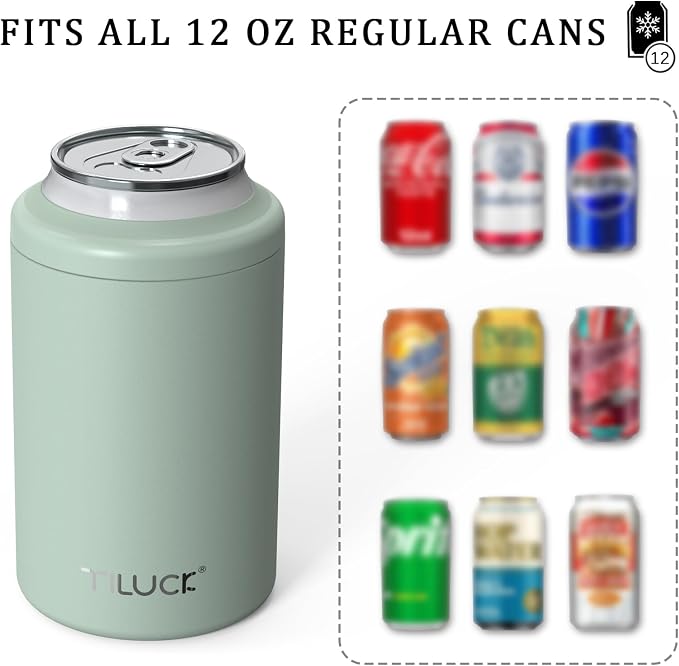 TILUCK Standard Can Cooler, Stainless Steel Insulated Cans, 12 oz | Beer & Hard Seltzer, Doucle-Walled Stainless Steel Insulated Slim Cans, Slim 12 oz