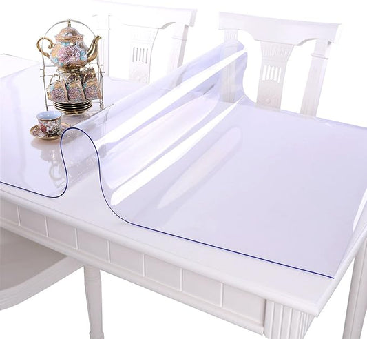 NECAUX Custom 20 x 63 Inch Clear Table Cover Protector, 1.5mm Thick Plastic Waterproof Heavy Duty Table Pad Desk Mat Desk Protector for Computer Writing Desk, Console Table, Media Stand, Countertop