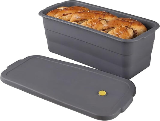 Bread Loaf Pan, New Upgrade Silicone Non-Stick Bakeware, Larger and Thicker, Foldable Bread Toast Box Mold with Lid, Baking Pans for Cakes, Brownies