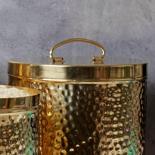 Jumbo Pure Brass Pantry Flour Canister Set of 3