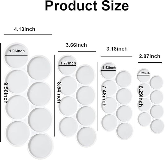 4Pcs 32-Cavity Resin Circle Molds Flat Round Keychain Silicone Mold Earrings Mold, Pendant Silicone Mold for Resin(2in, 1.75in, 1.5in, 1.25in)