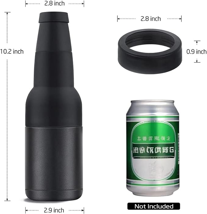 3 in 1 Can and Beer Bottle Insulator, Double Wall Stainless Steel Insulated Can Cooler, Beer Bottle Holder 12oz 14oz 17oz (12oz Can&Bottle BK)