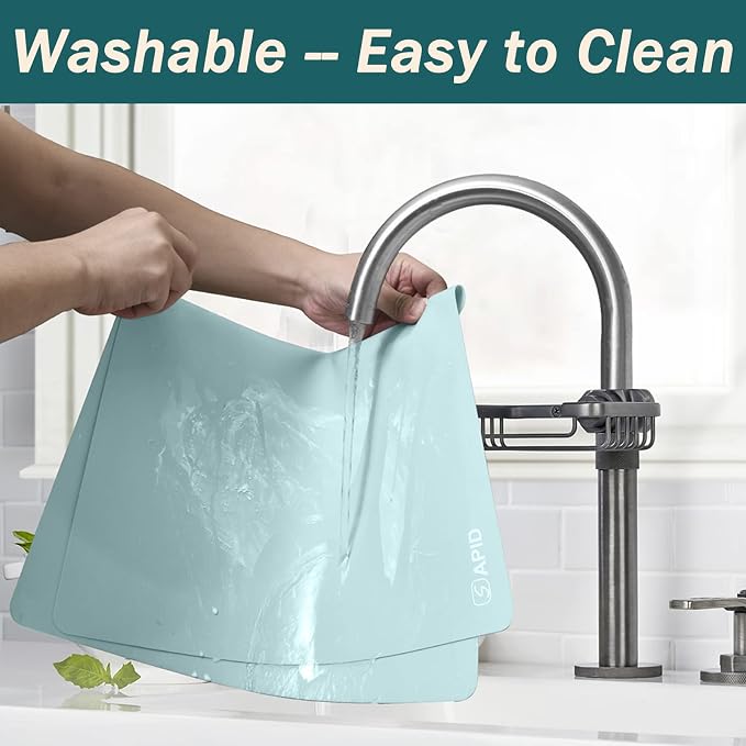 Extra Large Silicone Mat Kitchen Counter Heat Resistant Table Mat 36" x 24" | Place Mats Countertop Protector, Thick Placemats Washable Silicone Mats for Kitchen Counter Dining Table Mat,Mint Green,Sapid