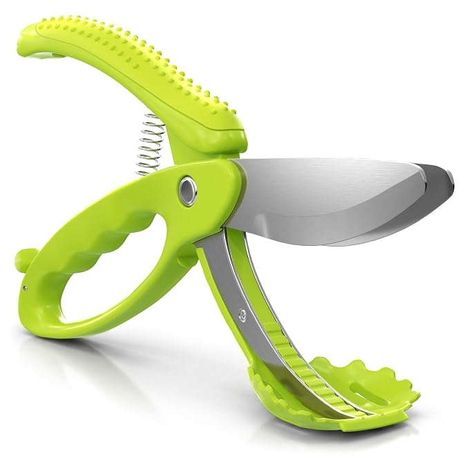 Salad Scissors for Chopped Salad, 8.9 In Stainless Steel | Double-Blade Lettuce Chopper Scissors; Chops Greens, Tomato & Herbs in Bowl, No Knife Needed; Anti-Splash Head; Safety Lock
