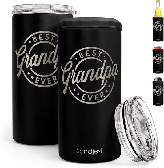 Best Grandpa Ever Can Cooler Drink 12oz - Travel Mug Cup - Stainless Steel Insulated for Men Dad - Tumbler Cans Koozie, Gift for Christmas, Birthday, Father's Day