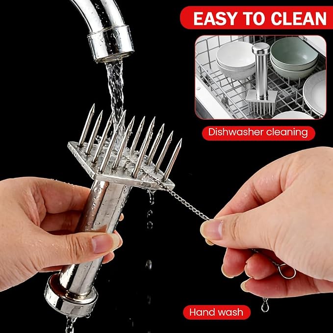 Meat Tenderizer Tool with 18 Sharp Needles, Stainless Steel Meat Tenderizer Mallet One-Piece Design, Easy Grip Meats Mallet Hammer for Tenderizing Chicken Beef Pork