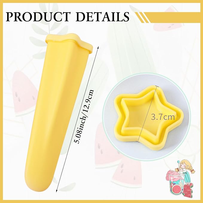Silicone Ice Pop Molds Popsicles Molds, 8 PCS Reusable Hand Held Popsicles Makers for Kids, Multicolored Star Shaped Ice Pop Molds with Attached Lid for DIY Ice Cream Yogurt Sticks Jelly Chocolate
