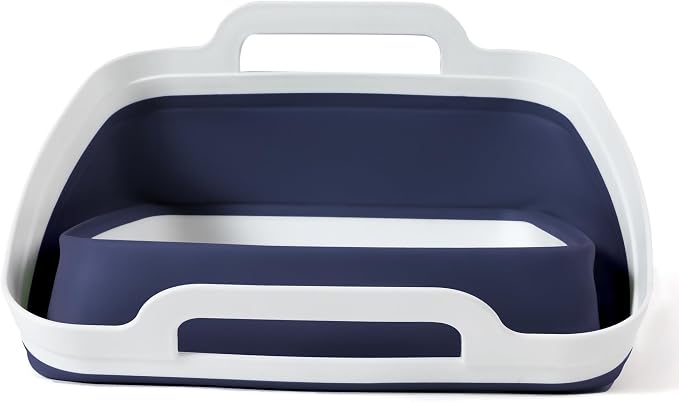 FOSJGO Collapsible Dish Basin with Drain Plug, Foldable Sink, 2.4 Gal (9L) | Space-Saving Wash Basin for Kitchen, Baby Bottles, Vegetable Washing, Camping, RV and Party Beverage Tubs