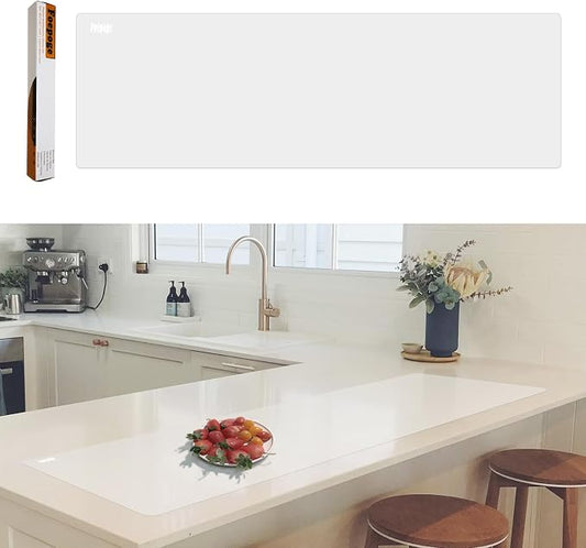 49.2" x 15.7" Large Silicone Mat for Kitchen Counter Protector, Cuttable | Silicon Countertop Protector Mat Heat Resistant Mats for Countertop, Cut to Fit Placemat Ship Roll by Foepoge, Translucent