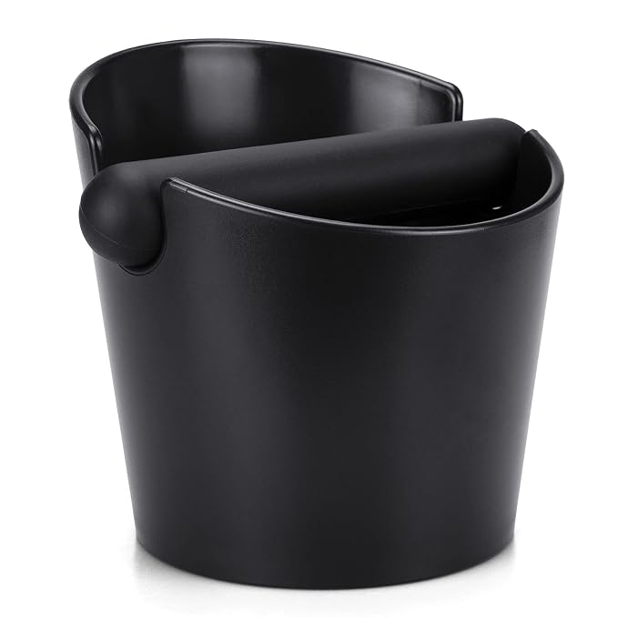 Coffee Knock Box, Espresso Dump Bin, Coffee Bin, 4.8 Inch Espresso Knock Box Shock-Absorbent Durable Barista Style with Removable Knock Bar and Non-Slip Base(Round) | Ailelan Coffee Knock Box, Espresso Dump Bin, Coffee Bin, 4.8 Inch Espresso Knock Box ...