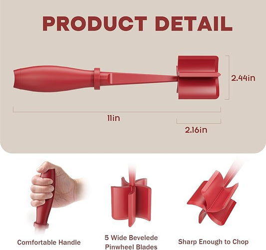 2 Pcs Meat Chopper, Upgrade Hamburger Grinder, Premium Heat Resistant Meat Masher for Ground Beef, Ground Turkey and More, Non Stick Mix Chopper, Hamburger Smasher Safe-Red
