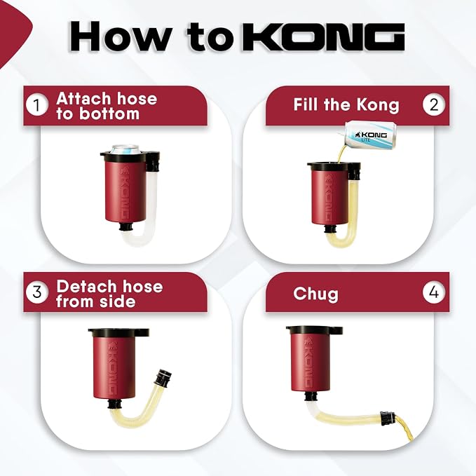 The Kong 2.0 - A Portable Can or Bottle Cooler/Cup With A Detachable, Expandable, Hose To Funnel Your Drink (Red)
