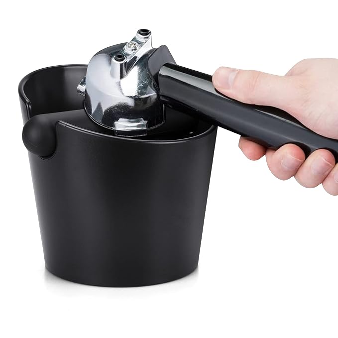 Coffee Knock Box, Espresso Dump Bin, Coffee Bin, 4.8 Inch Espresso Knock Box Shock-Absorbent Durable Barista Style with Removable Knock Bar and Non-Slip Base(Round) | Ailelan Coffee Knock Box, Espresso Dump Bin, Coffee Bin, 4.8 Inch Espresso Knock Box ...