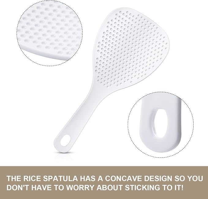Boao 6 Pcs Rice Paddle, 7.5 Inch, Plastic Non Stick Rice Spoon Scooper Potato Server Spatula for Kitchen Restaurant Cooking Utensil