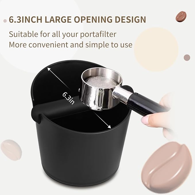 IAOSEN 6.3Inch Knock Box Large Espresso Knock Box Shock-Absorbent Knock Box Espresso with Removable Knock Bar and Non-Slip Base Espresso Machine Accessories for Home/Office
