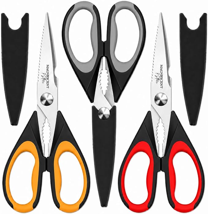 Magnificent Kitchen Scissors Heavy Duty - Multi-Purpose Kitchen Shears for Meat, Poultry, Food - Stainless Steel Cooking Scissors - Dishwasher Safe Culinary Shears