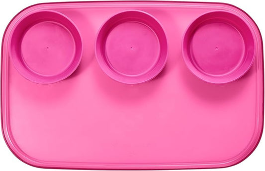 madesmart dipware 3 Bowl Serving Tray, Collapsible & Removable Dip Bowls for Charcuterie, Guacomole, Snacks, Veggies, Premium Dishwasher & Microwave Safe, Multipurpose Plate & Bowl, Pink