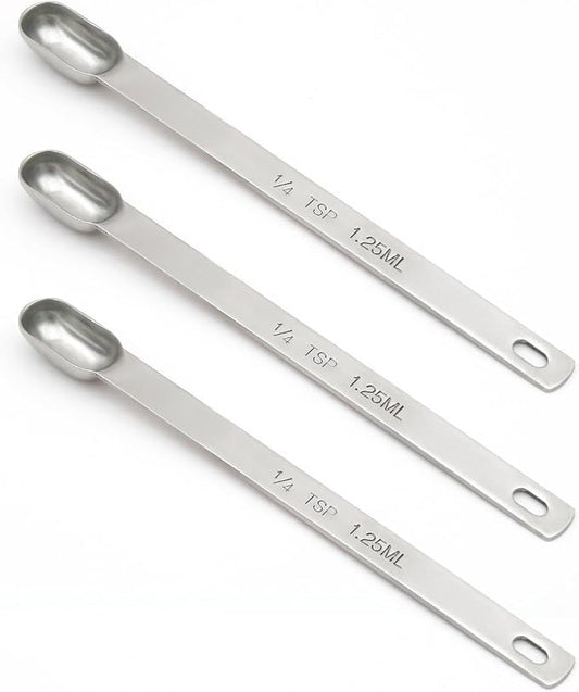 3PCS 1/4tsp (1.25ml) Single Measuring Spoon, Stainless Steel Long Handle Individual Teaspoons Only