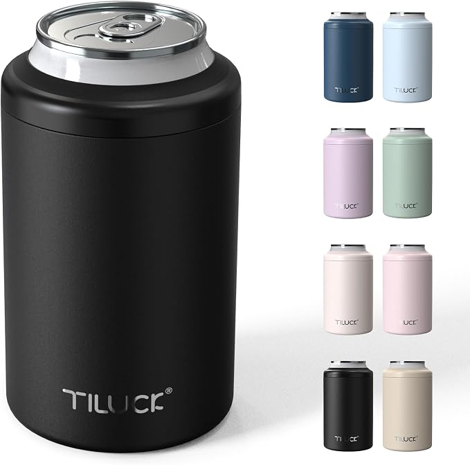 TILUCK Standard Can Cooler, Stainless Steel Insulated Cans, 12 oz | Beer & Hard Seltzer, Doucle-Walled Stainless Steel Insulated Slim Cans, Slim 12 oz