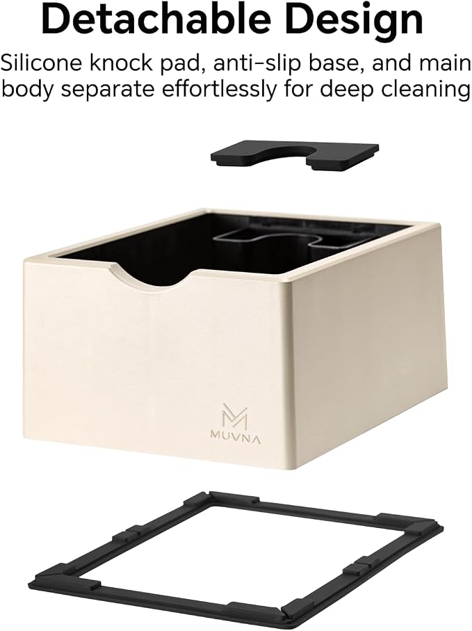 Espresso Knock Box, Solid ABS Coffee Grounds Dump Bin, Anti-Slip Base Barista Accessory, Easy to Clean Compact Coffee Puck Container for Modern Home Kitchen, Beige