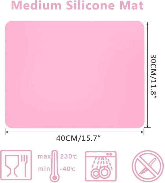 Gartful 3 PCS Nail Mats, Silicone Mat for Crafts, Arts, Jewelry Resin Casting Mold, Epoxy Resin, Coloring, Gluing, Painting, Desktop Countertop Protector Sheet, Placemat Table Pad, Pink (15.7"x11.8")