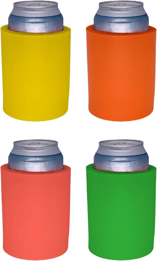 Blank Thick Foam Old School Can Cooler Variety Color Pack (4 Pack Bright)