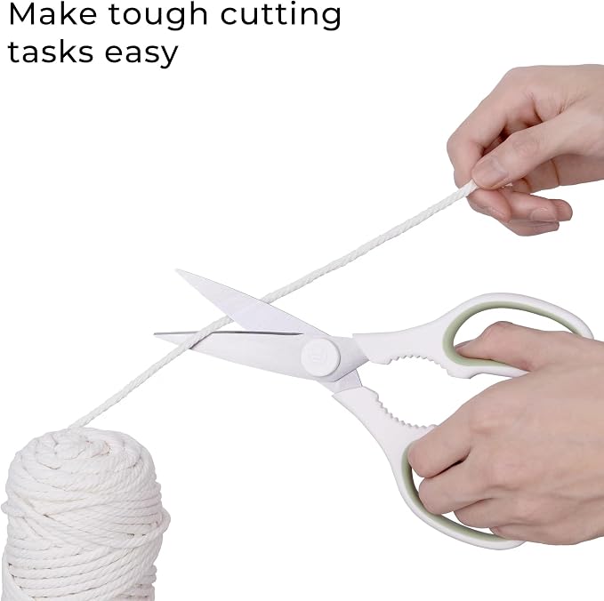 Kitchen Scissors All Purpose Kitchen Shears with Magnetic Holder, Soft Grip Handle Cooking Scissors Dishwasher Safe with Come Apart Blade Heavy Duty Scissors for Meat, Vegetable, Herb, White