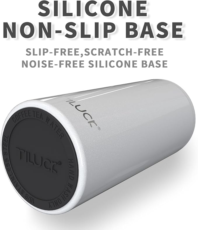 TILUCK Skinny Can Cooler, Stainless Steel Insulated Slim Cans, 12 oz | Beer & Hard Seltzer, Doucle-Walled Stainless Steel Insulated Slim Cans, Slim 12 oz(Glitter White)