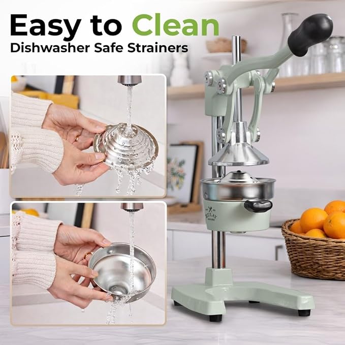 Zulay Kitchen Cast Iron Juicer - Heavy Duty Manual Juicer with Detachable Strainers for Easy Cleaning, Orange Juice Press for Citrus Fruits, Perfect for Bartenders, Juice Lovers & Health Enthusiasts