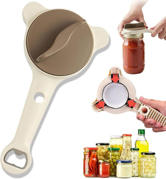 2026 New 4-In-1 Jar Opener, Adjustable Stainless Steel Jar Opener, Multifunctional Retractable Lid Remover for Seniors & Those with Limited Strength Works