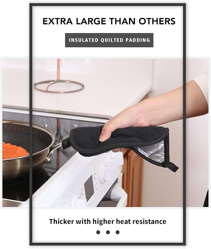 Joyhalo 6 Pack Pot Holders for Kitchen Clearance | Cotton Oven Holder with Great Heat Resistance, Potholders Sets for Kitchen, Countertops, Hot Pots and Pans, Black