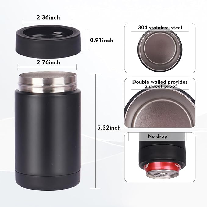 Stepstall 14 oz. Beer Bottle and Can Cooler with Beer Opener,3 in 1 Can Cooler, Slim Can Beer Bottle Insulators Holder, Double Walled Stainless Steel Insulated Can Cooler for Beer,Soda