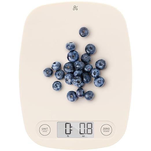 Greater Goods Food Scale – Digital Kitchen Scale, 1g Precision, Easy-Tare & Quick Conversion, Slim Compact Design, Durable & Portable | Ideal for Cooking, Baking & Meal Prep (Birch White)