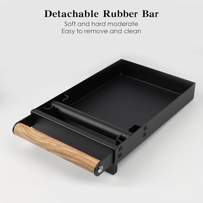 Handle Drawer Knock Box, Stainless Steel Detachable Coffee Stick Tapping Container, Shock-Absorbing And Durable Barista Style Tapping Box, Detachable Tapping Stick, Wooden Handle (Black)