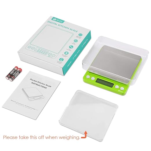 AMIR Digital Kitchen Scale, 500g-0.01g Mini Pocket Jewelry Scale, Cooking Food Scale with Backlit LCD Display, 2 Trays, 6 Units, Auto Off, Tare, Stainless Steel (Battery Included)