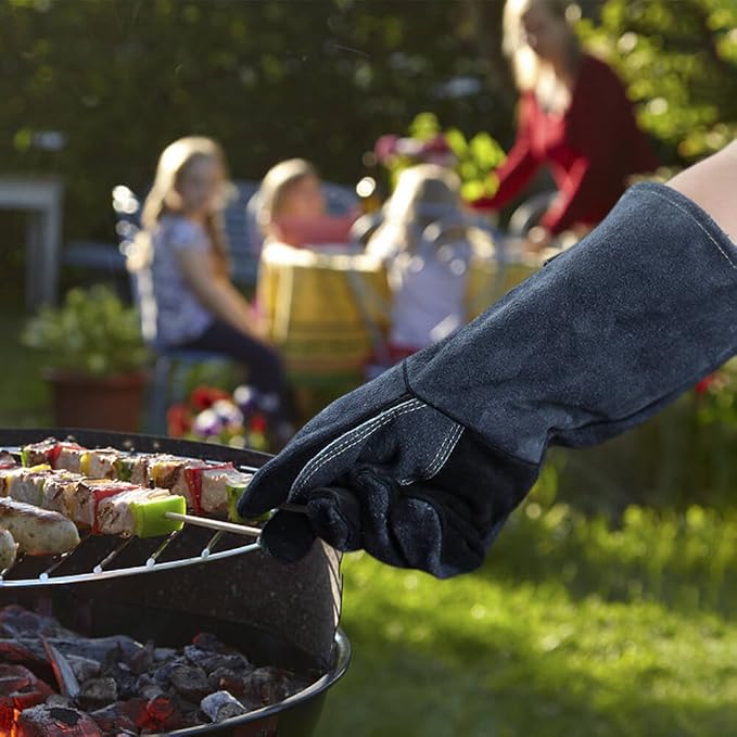 OZERO Welding Gloves, 16 Inch, EN407 Heat Resistant to 932°F, Black-Gray | 1.2 mm Split Leather, Aluminum Heat Shield, Aramid Stitching, Long Cuff, MIG/TIG/Stick welding, Fireplace Fire Pit and BBQ