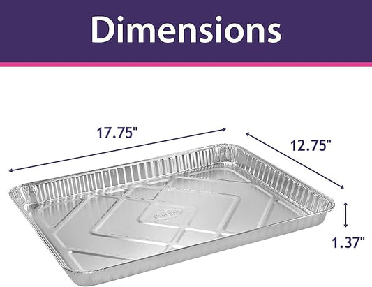 Aluminum Pans Half Size Cookie Sheet 15 Count Durable Nonstick Baking Sheets 17.75" x 12.75" - Sheet Pan, Baking Tray, Cookie Sheets, Foil pans, Foil trays, Sheet Baking Pans