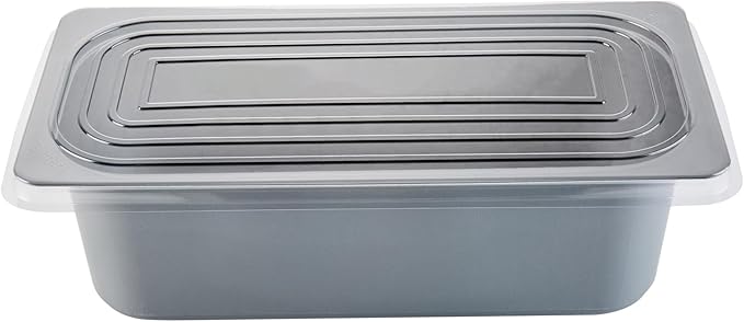 Restaurantware-RW Base 5 Quarts Ice Cream Containers, 100 Rectangle Disposable Containers - Durable, With Clear Lid, Black Plastic Box, For Ice Creams, For Cafes