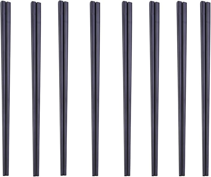 Stainless Steel Chopsticks,Reusable ,Dishwasher Safe , Easy to Use（8 PCS,black）