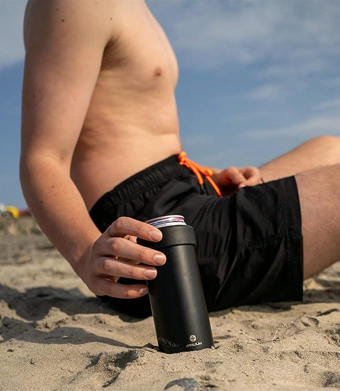 12 oz. Slim Can Cooler Insulated (Black) | Stainless Steel 12oz. Skinny Drink Holder for Soda, Hard Seltzer, Beer and Energy Drinks