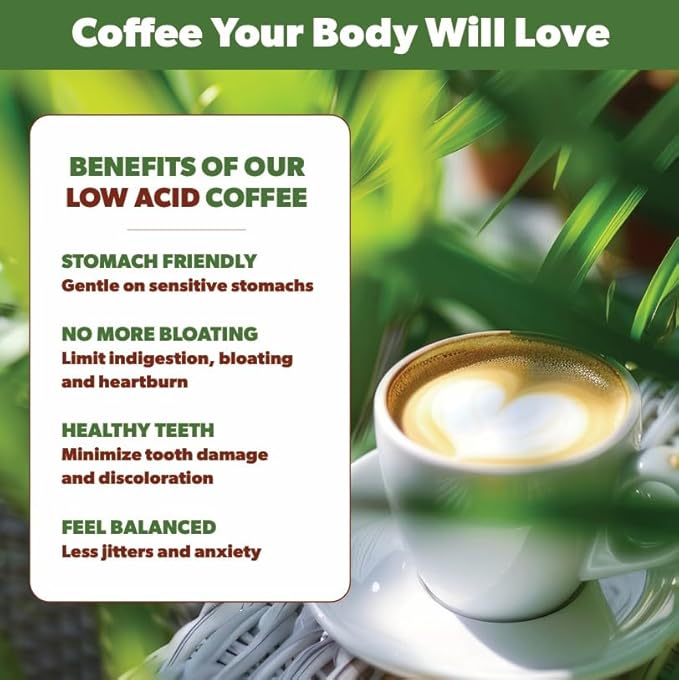 Low Acid Organic Coffee – Whole Bean, Mold-Free & Stomach Friendly by Java Planet, Costa Rican Single Origin Coffee, Dark Roast, Smooth Full Flavored, 5LB Bag