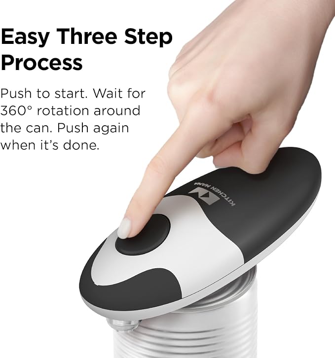 Kitchen Mama Auto 2.0 Electric Can Opener, Onyx Mist | Refined Blade, Automatic Hands Free, Smooth Edge, Food-Safe, Battery Operated