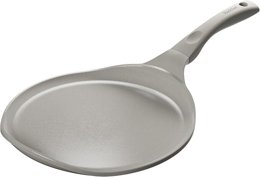 Redchef Nonstick Crepe Pan Nonstick 12 Inch with Ceramic Coatingg, Non Stick Flat Skillet, Professional Pancake Griddle Pan, Induction Compatible, PFAS/PFOA/PTFE Free, Stay-Cool Handle (Gray)